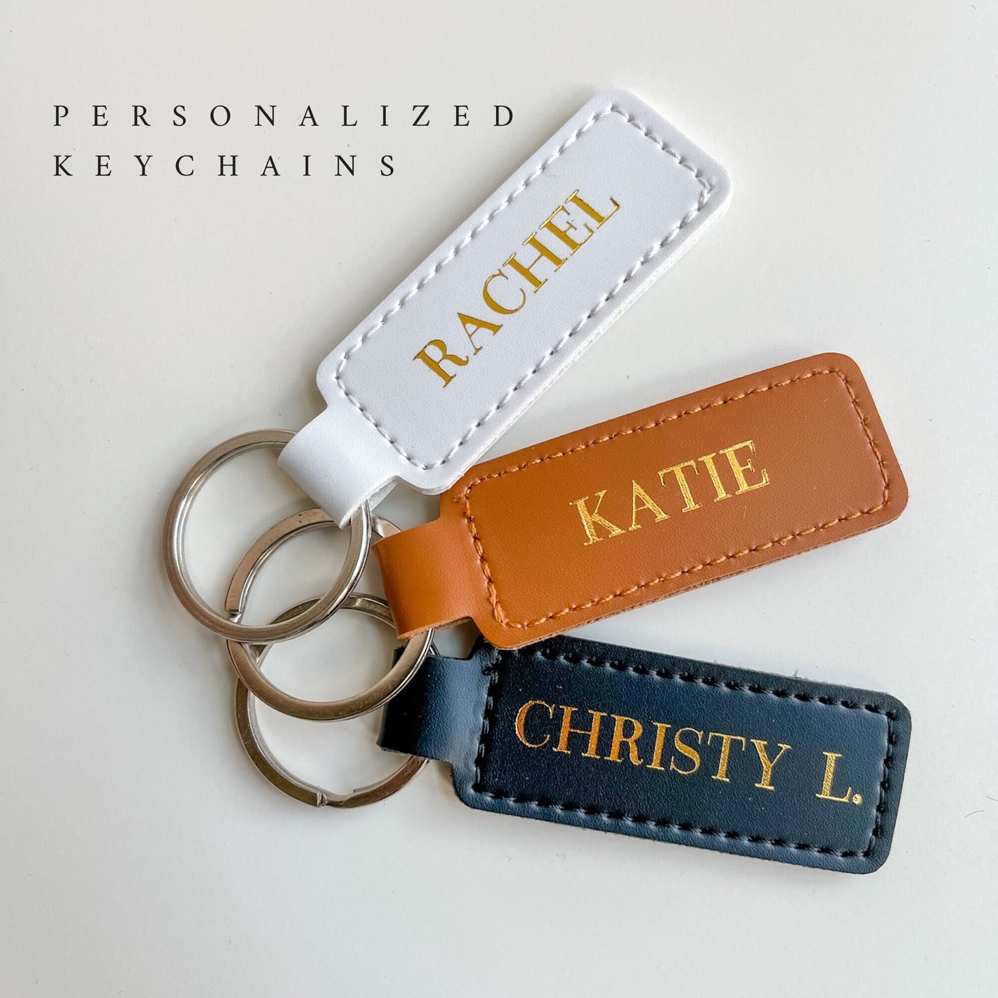 Personalized Vegan Leather Keychain