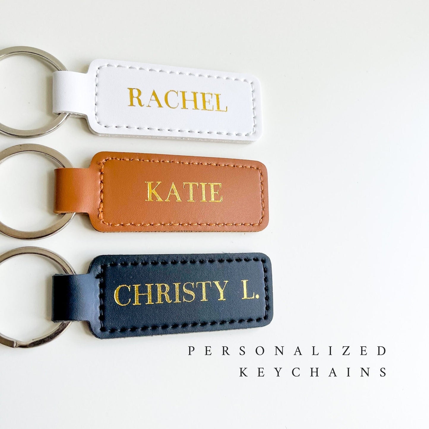 Personalized Vegan Leather Keychain